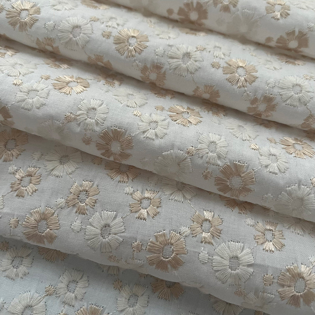 着物 単衣 デイジーの刺繍 エクリュ コットン きもの コットンレース 木綿