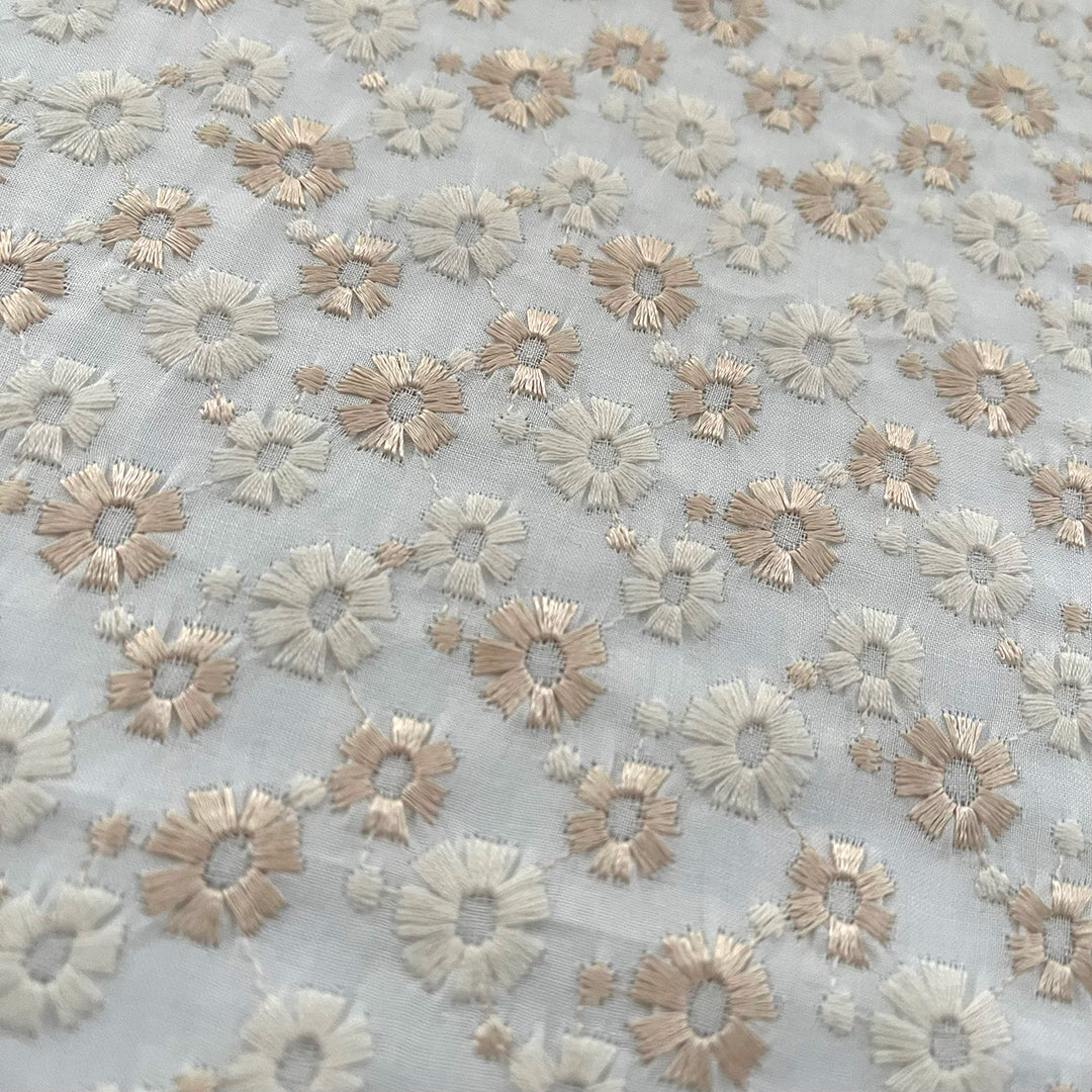着物 単衣 デイジーの刺繍 エクリュ コットン きもの コットンレース 木綿