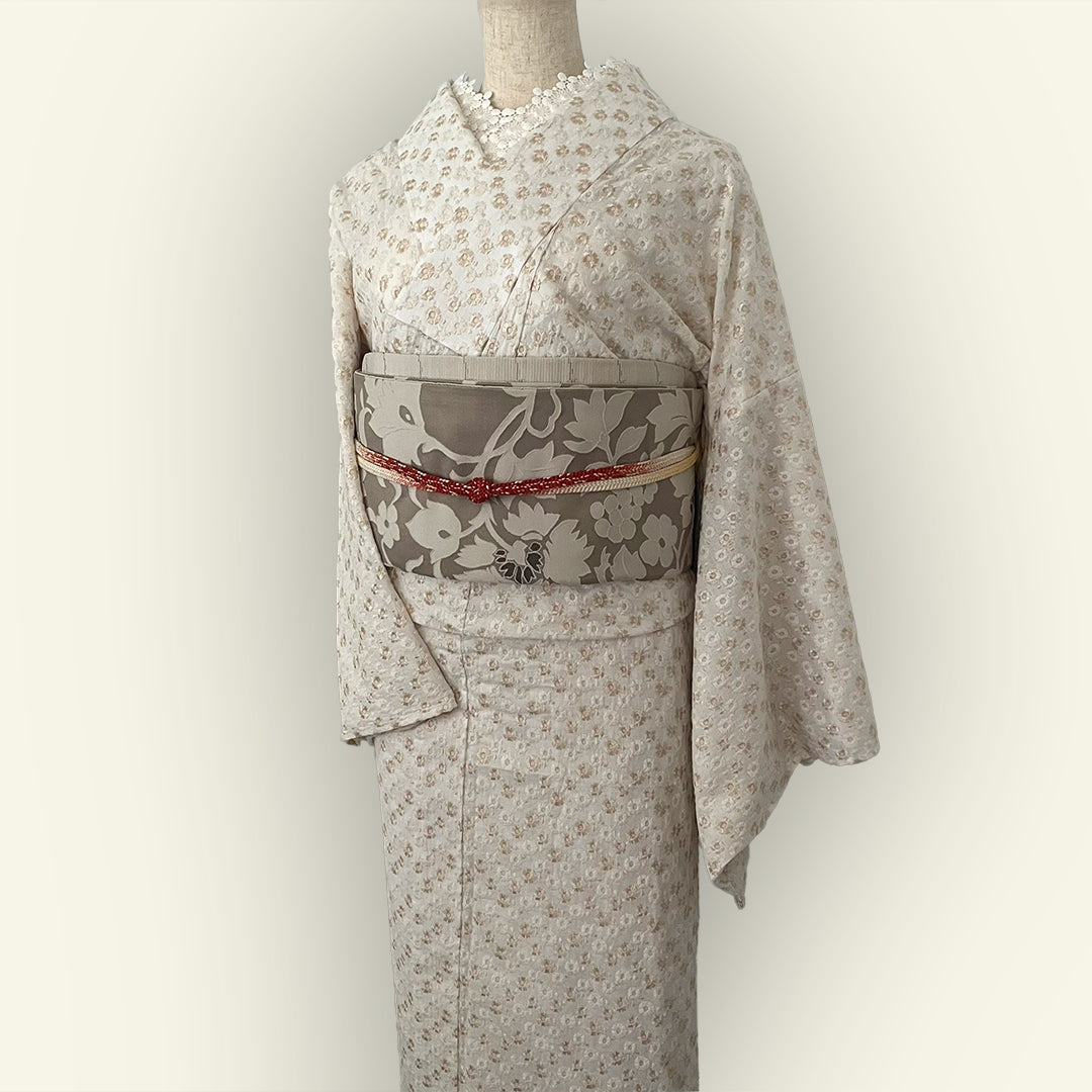 着物 単衣 デイジーの刺繍 エクリュ コットン きもの コットンレース 木綿