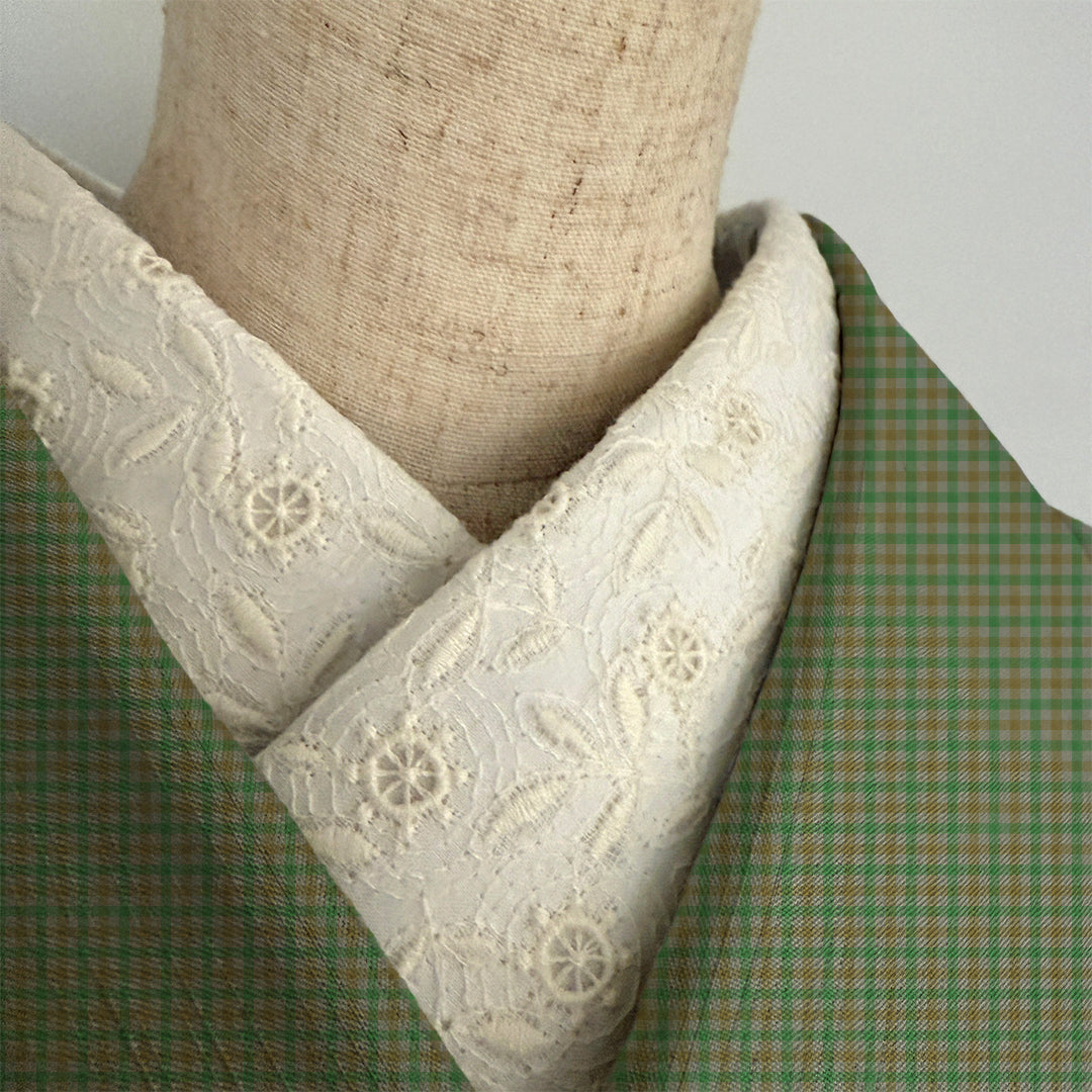 半衿 シトラスの刺繍 コットンレース オフ白 半襟 洗える エンブロイダリー