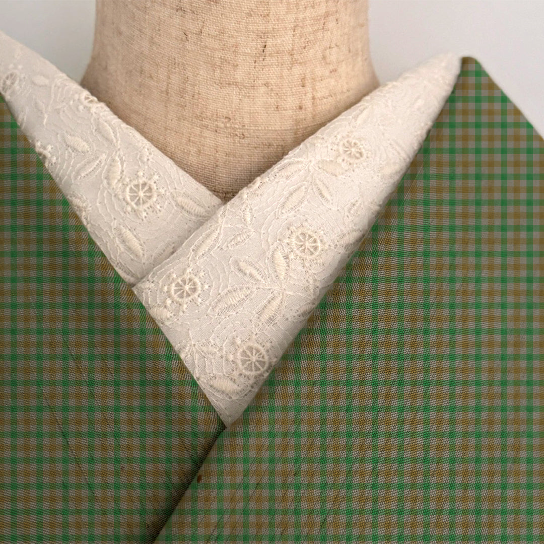 半衿 シトラスの刺繍 コットンレース オフ白 半襟 洗える エンブロイダリー