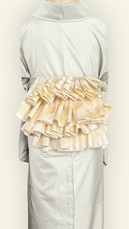 【訳あり】兵児帯 大人のへこ帯 ハート レジメンタル 鱗柄 かわいい ミルク 白