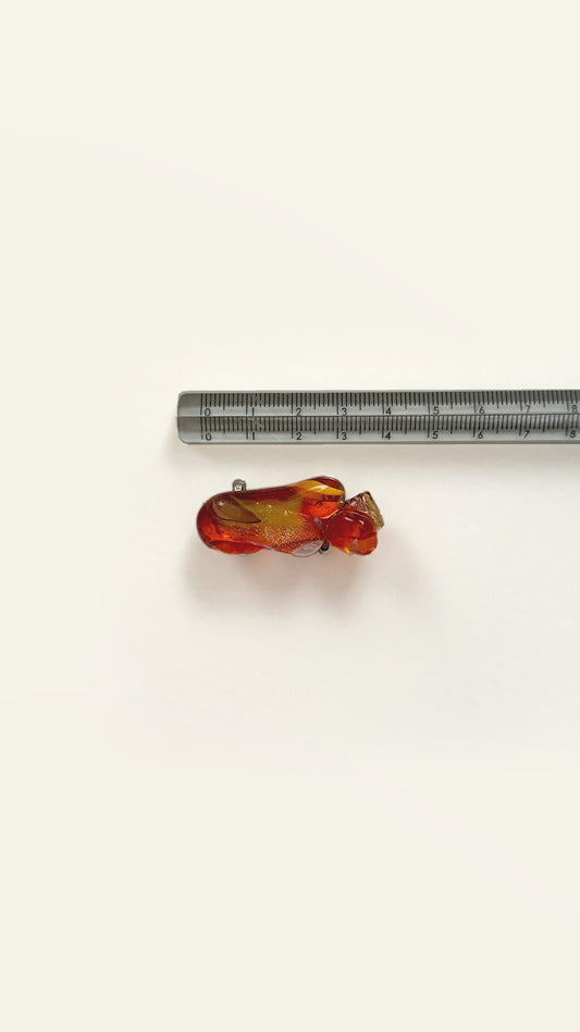 ガラスの帯留め オレンジ 黄 キャンディ 金魚 2400