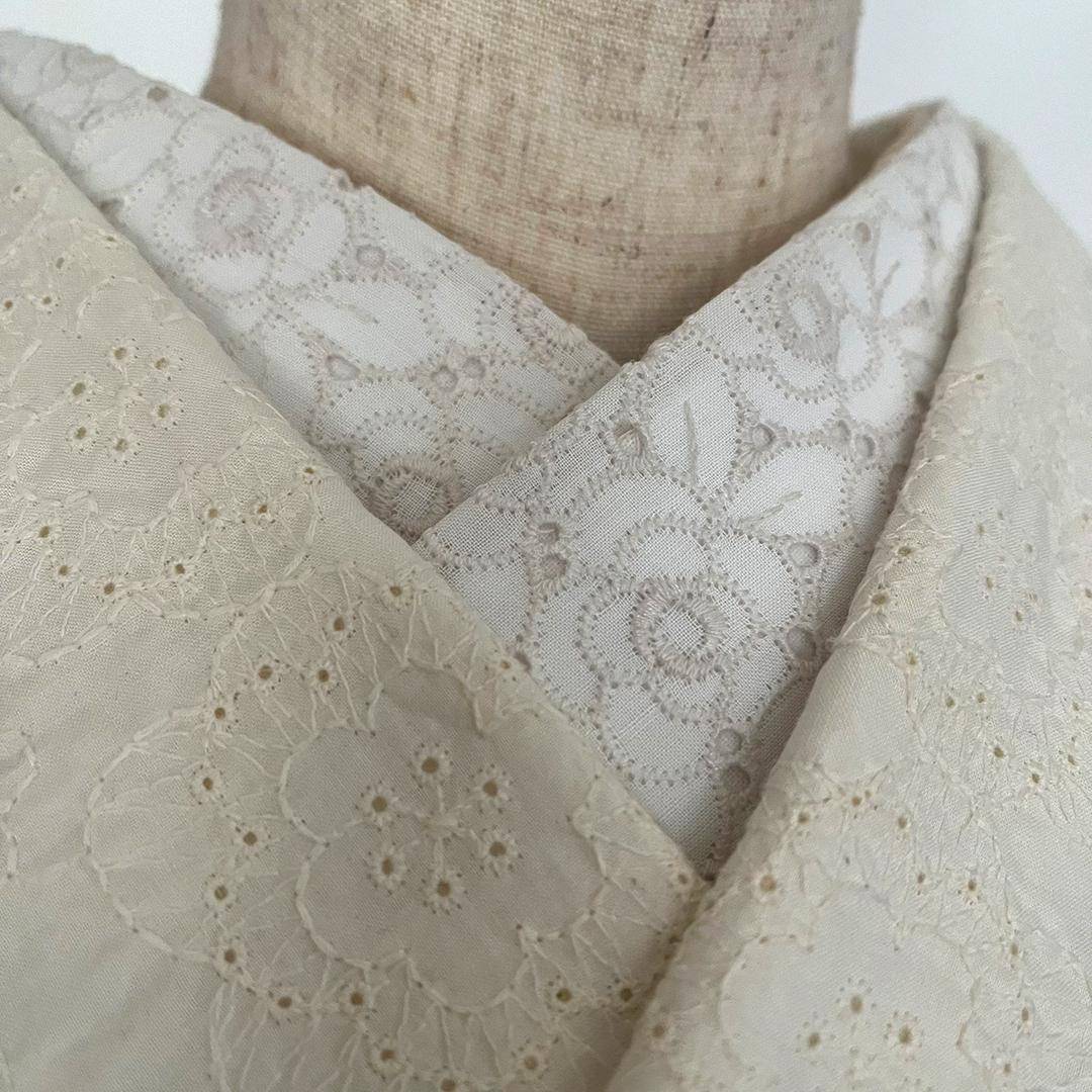 半衿 カメリア刺繍 コットンレース 半襟 キナリ 花 エクリュ エンブロイダリー