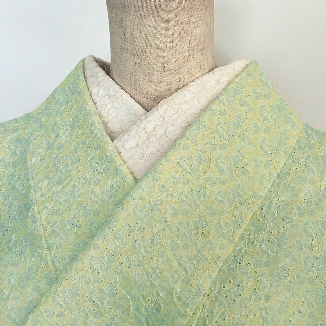 半衿 花の刺繍のコットンレース エクリュ オフ白にキナリ 半襟 洗える 綿レース
