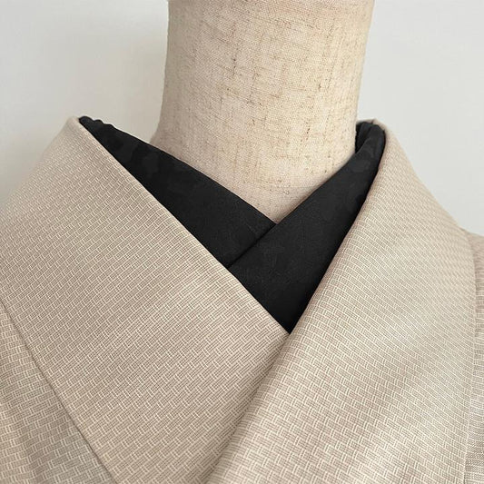 半衿 黒呂色のヒョウ柄 紋織 ハンドメイド半襟 ブラック 豹 レオパード