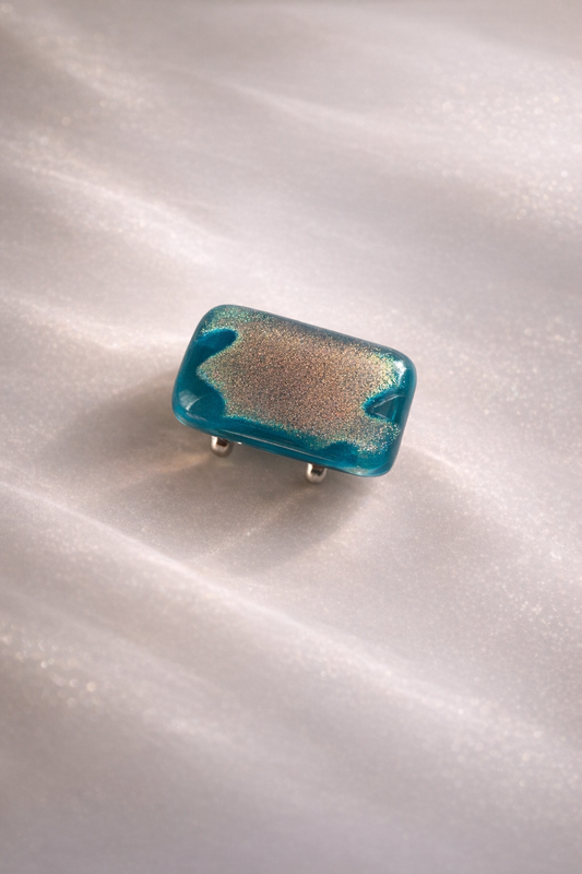 閃光舎 ガラスの帯留め スクエア ターコイズ 水色 ピンク 黄色 2265