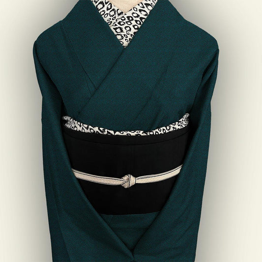 帯揚げ ちりめん ヒョウ柄 豹 縮緬 白 黒 モノトーン 帯揚 バイカラー レオパード