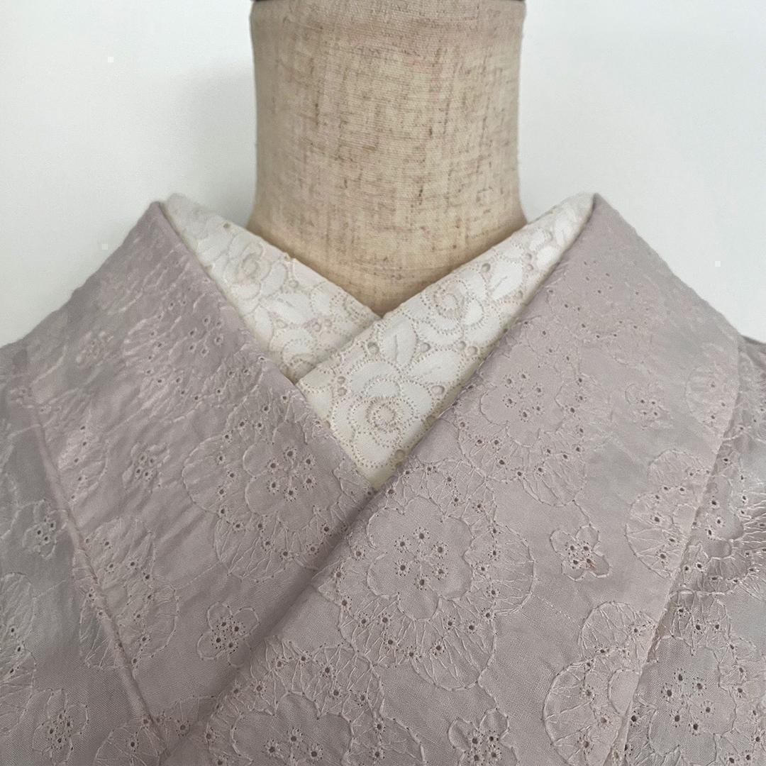 半衿 カメリア刺繍 コットンレース 半襟 キナリ 花 エクリュ エンブロイダリー