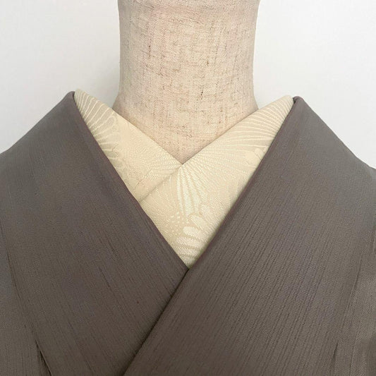 【訳あり】半衿 正絹 菊紋 松本糸舗 半襟 きなり 結び糸 縮緬 節入り ネップ