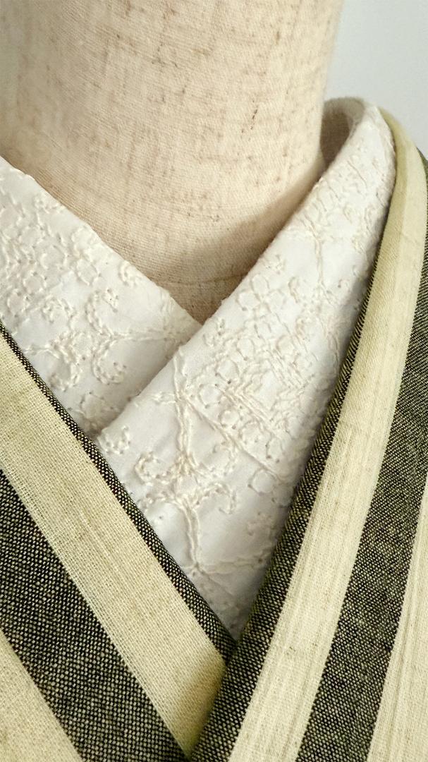 半衿 アラベスク刺繍 コットンレース オフ白 半襟 洗える エンブロイダリー