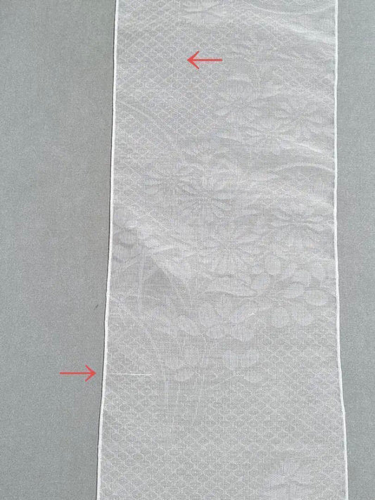 【訳あり】夏 半衿 ベンベルグ 紋紗 鹿子模様に草花 オフ白 半襟 白 洗える