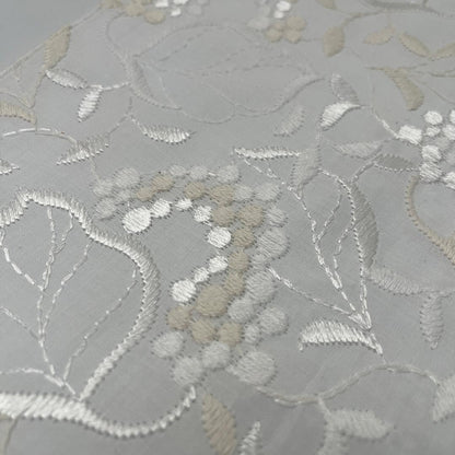 半衿 白実の万両 刺繍 コットンレース オフ白 半襟 洗える エンブロイダリー