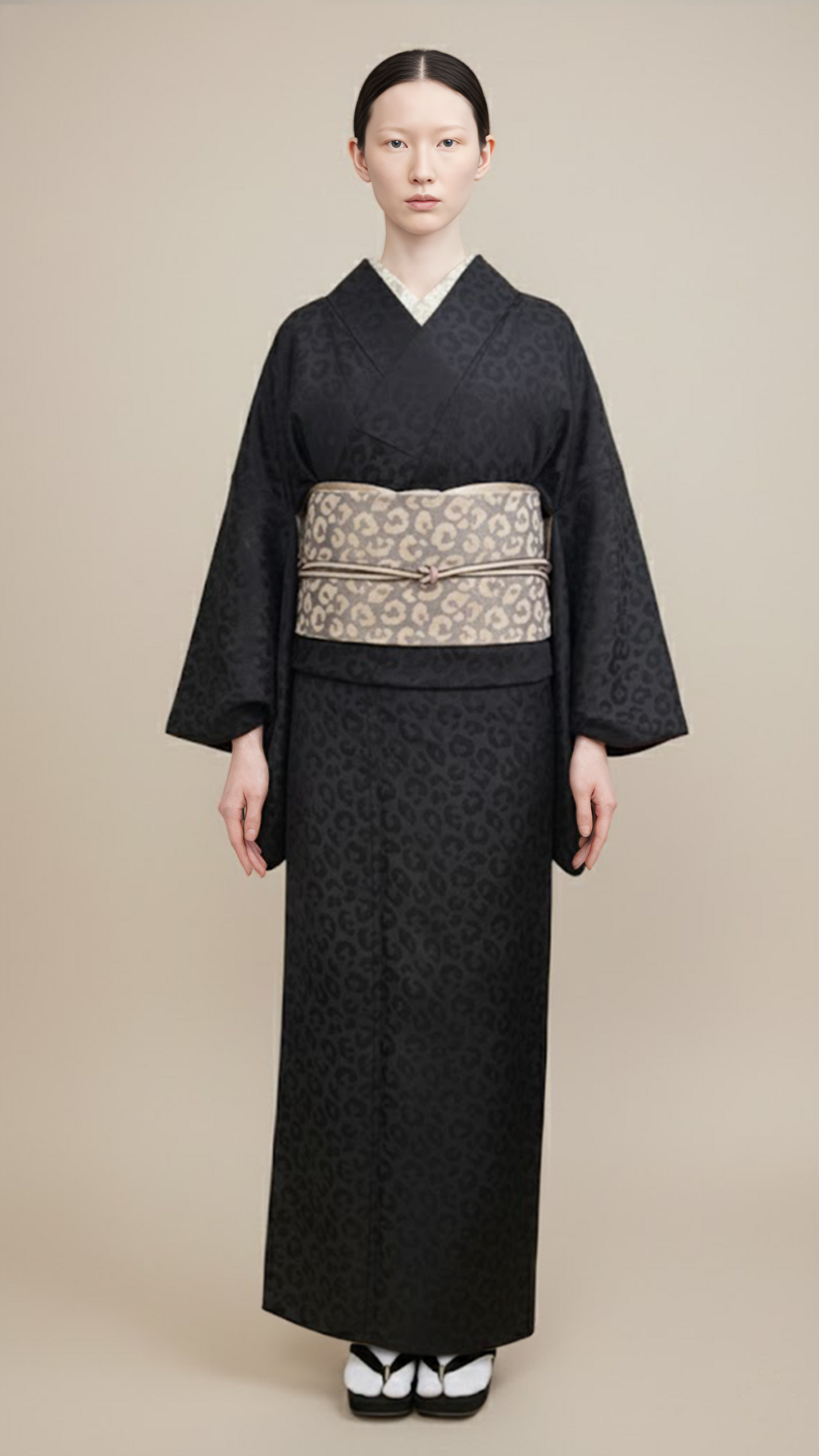 半幅帯 【サヴァンナ・ドューン】 兵児帯 大人のへこ帯 リバーシブル グレージュ ラメ グリッター