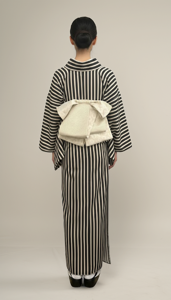 半幅帯 【サヴァンナ・ムーン】 兵児帯 大人のへこ帯 リバーシブル 白 ラメ