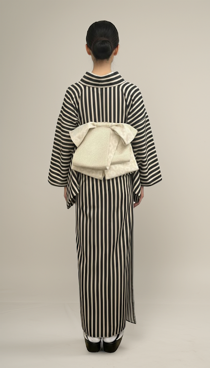 半幅帯 【サヴァンナ・ムーン】 兵児帯 大人のへこ帯 リバーシブル 白 ラメ