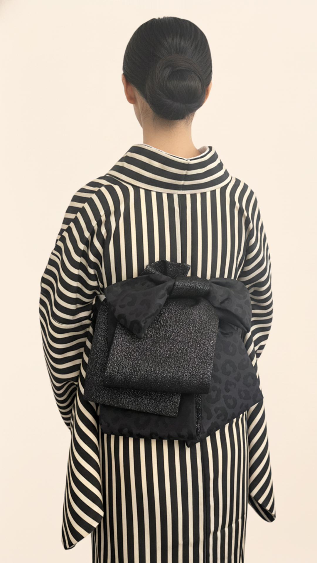 半幅帯 【サヴァンナ・ナイト】 兵児帯 大人のへこ帯 リバーシブル 黒 ラメ グリッター きらきら