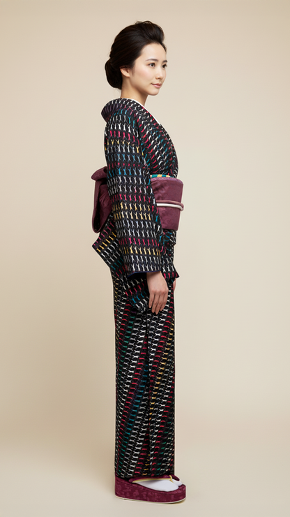 半幅帯 【サヴァンナ・ローゼル】 兵児帯 大人のへこ帯 リバーシブル ワイン ボルドー ラメ グリッター