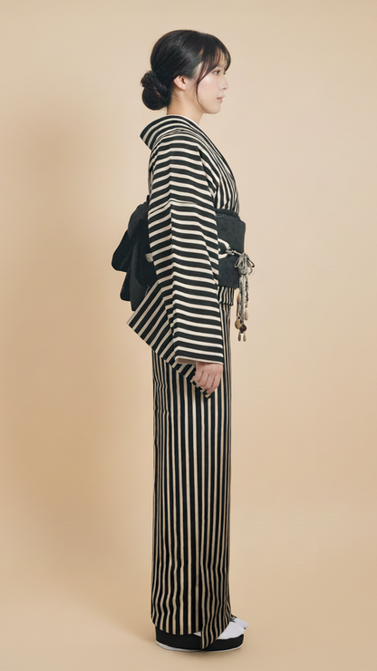 半幅帯 【サヴァンナ・ナイト】 兵児帯 大人のへこ帯 リバーシブル 黒 ラメ グリッター きらきら