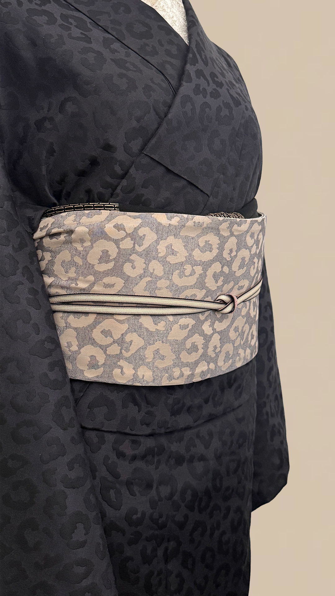 半幅帯 【サヴァンナ・ドューン】 兵児帯 大人のへこ帯 リバーシブル グレージュ ラメ グリッター