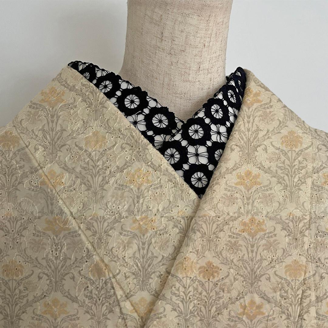 半衿 クッキーフラワー ブラックレース 黒 半襟 花 かわいい 成人式 前撮り