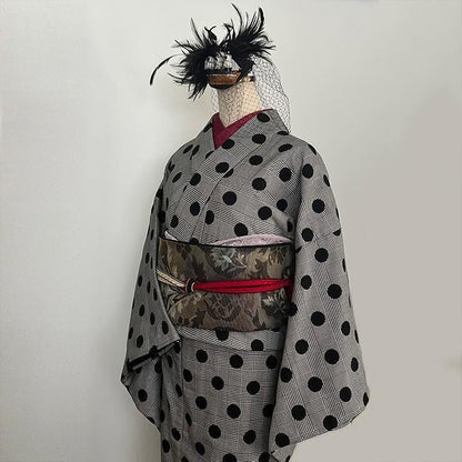 ダマスクの紋織 濃紅(こいくれない) 半衿 ハンドメイド半襟 ボタニカル 赤