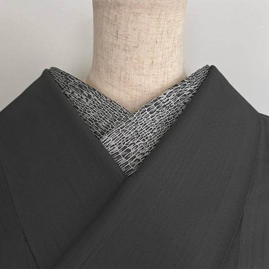 半衿 銀灰色 パイソンの紋織 グレー 半襟 2way リバーシブル 蛇 モダン