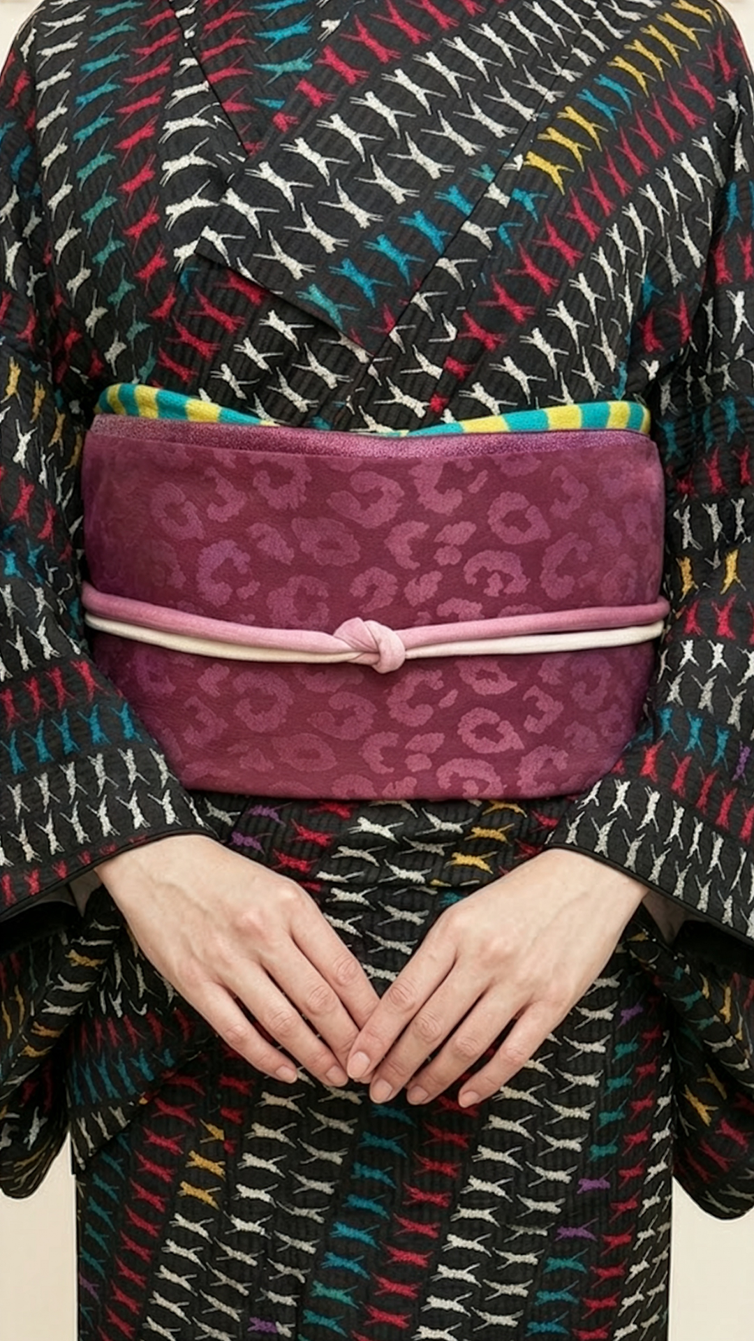 半幅帯 【サヴァンナ・ローゼル】 兵児帯 大人のへこ帯 リバーシブル ワイン ボルドー ラメ グリッター