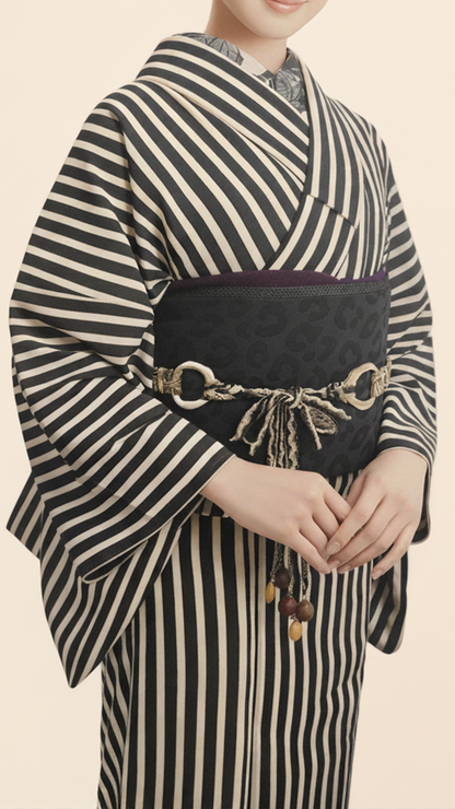 半幅帯 【サヴァンナ・ナイト】 兵児帯 大人のへこ帯 リバーシブル 黒 ラメ グリッター きらきら