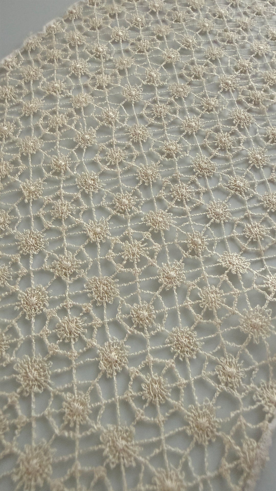 半衿 繊細なベージュの花のコットンレース 半襟