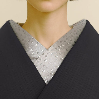 半衿 銀色小さな蓮の葉 半襟 シルバー メタリック モダン クール ユニセックス