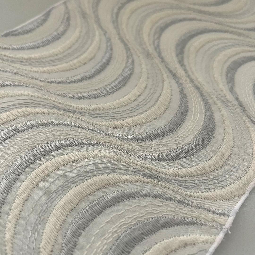 【七緒掲載商品】半衿 流線の銀刺繍 コットンレース 流水 たてわく 立湧 立涌 半襟 白 洗える