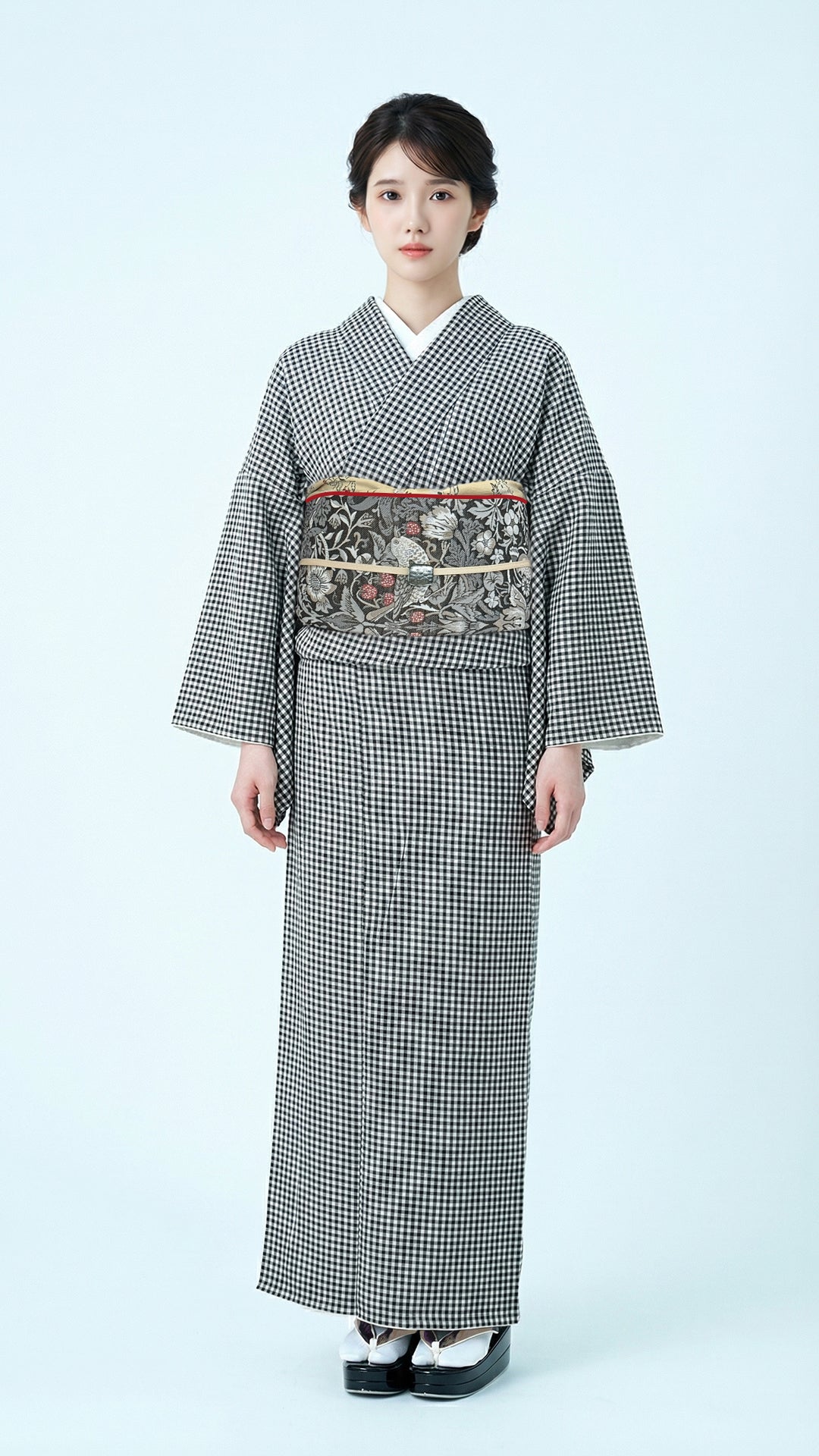 兵児帯 大人のへこ帯 ウィリアム・モリス いちご泥棒 名古屋帯 黒