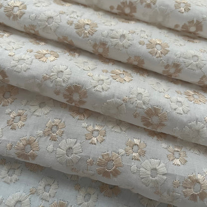 着物 単衣 デイジーの刺繍 エクリュ コットン きもの コットンレース 木綿