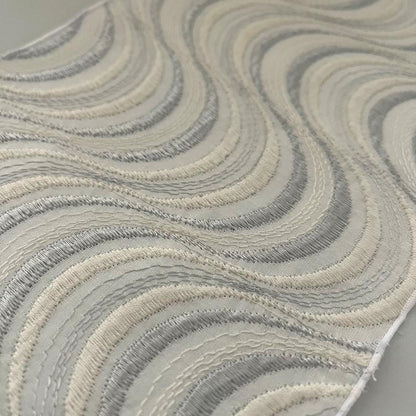 【七緒掲載商品】半衿 流水の銀刺繍 コットンレース 流水 たてわく 立湧 立涌 半襟 白 洗える