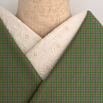 半衿 シトラスの刺繍 コットンレース オフ白 半襟 洗える エンブロイダリー