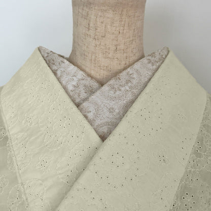半衿 雪華の刺繍 レース半襟 シャンパン かわいい 金糸 オールシーズン 夏も