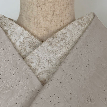 半衿 雪華の刺繍 レース半襟 シャンパン かわいい 金糸 オールシーズン 夏も