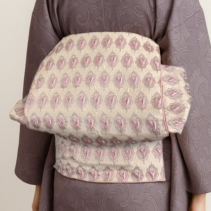 兵児帯 大人のへこ帯 ハートペタル ベージュ x ピンク