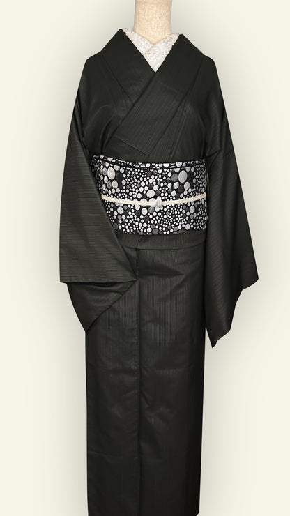 兵児帯 大人のへこ帯 リバーシブル ナイトスパークリング ドット 水玉 ブラック シルバー