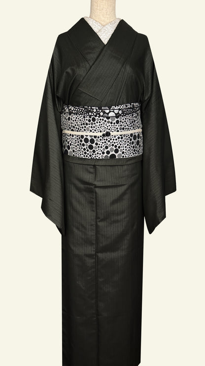 兵児帯 大人のへこ帯 リバーシブル ナイトスパークリング ドット 水玉 ブラック シルバー