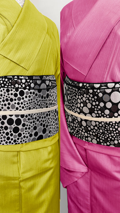 兵児帯 大人のへこ帯 リバーシブル ナイトスパークリング ドット 水玉 ブラック シルバー