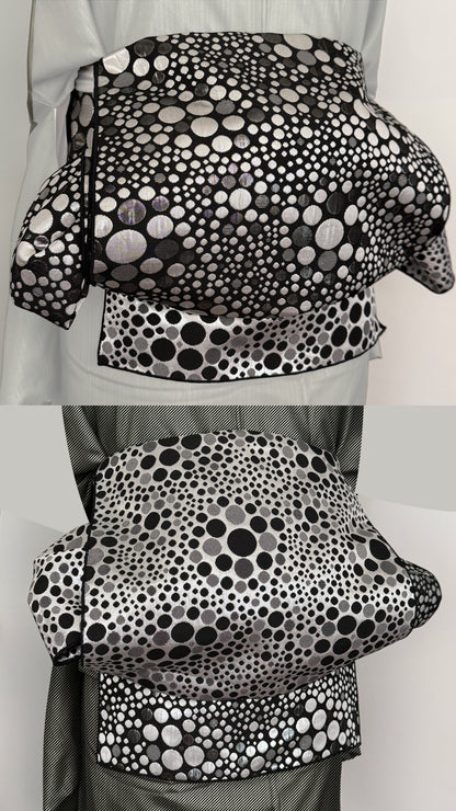 兵児帯 大人のへこ帯 リバーシブル ナイトスパークリング ドット 水玉 ブラック シルバー