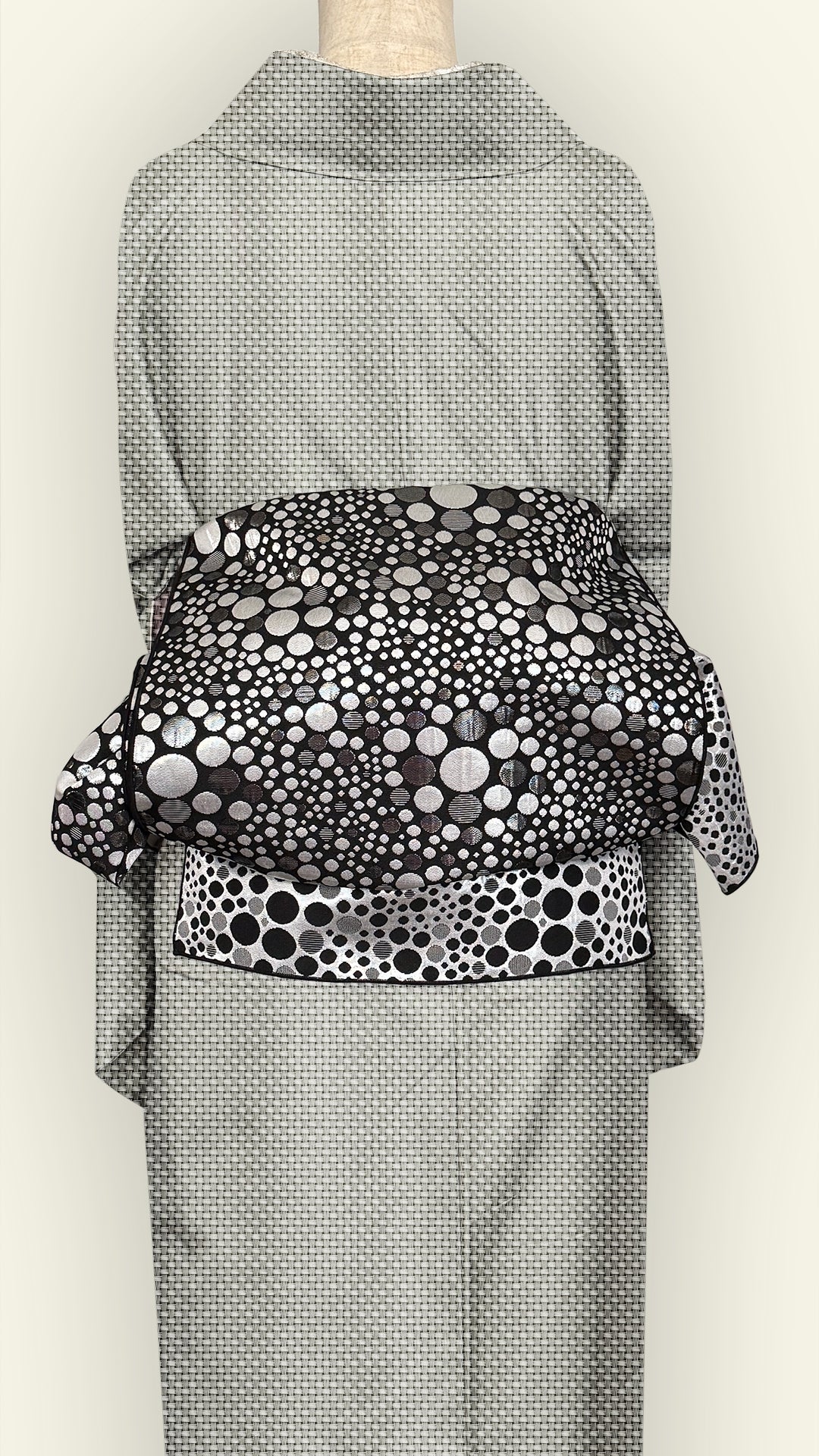 兵児帯 大人のへこ帯 リバーシブル ナイトスパークリング ドット 水玉 ブラック シルバー