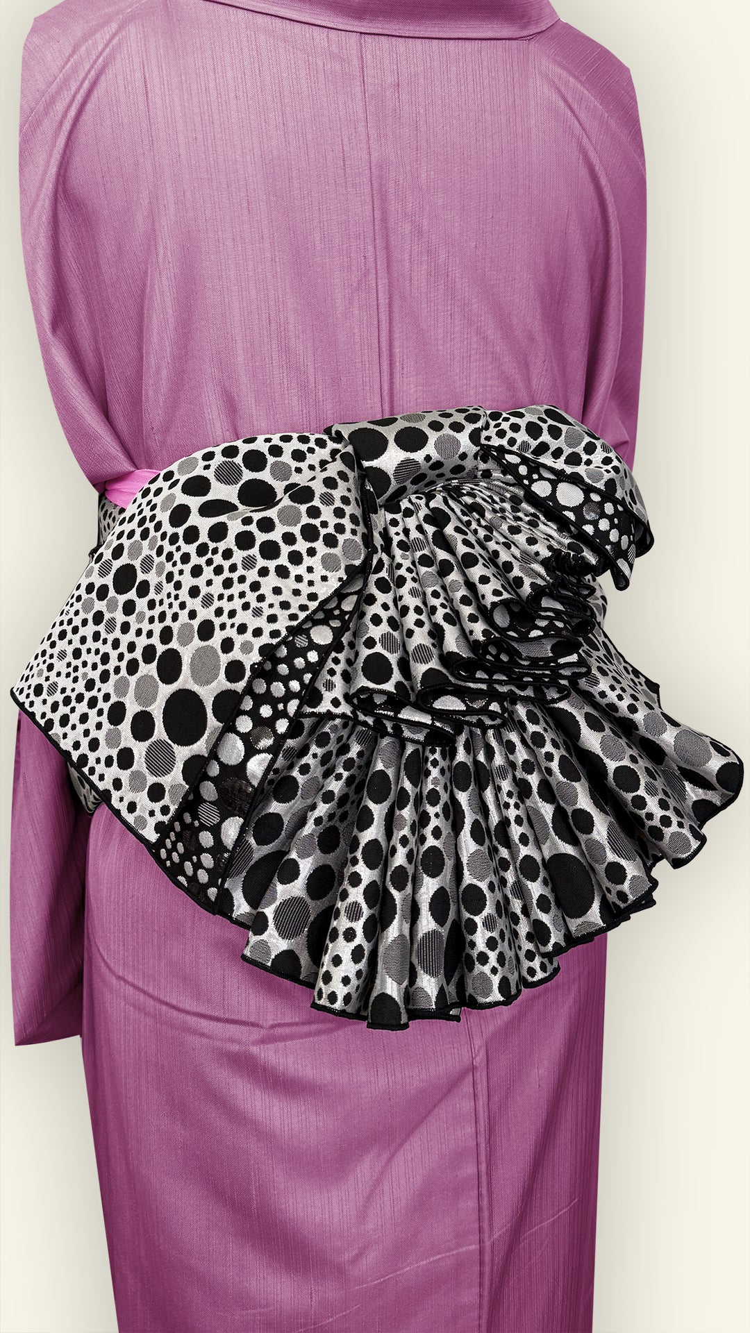 兵児帯 大人のへこ帯 リバーシブル ナイトスパークリング ドット 水玉 ブラック シルバー