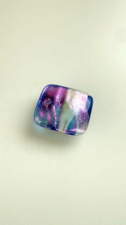 閃光舎 ガラスの帯留め スクエア 瑠璃 青 紫 ピンク クリア 透明 2261