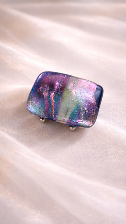 閃光舎 ガラスの帯留め スクエア 瑠璃 青 紫 ピンク クリア 透明 2261