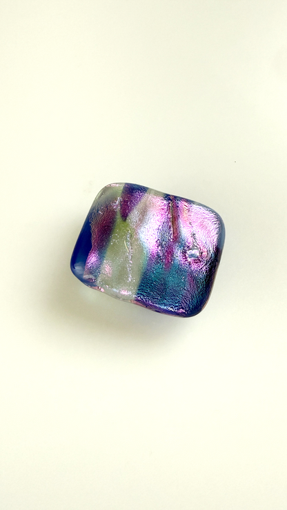 閃光舎 ガラスの帯留め スクエア 瑠璃 青 紫 ピンク クリア 透明 2261