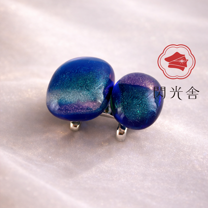 閃光舎 ガラスの帯留め 丸並び 瑠璃 青 紫 緑 ピンク クリア 透明 2262