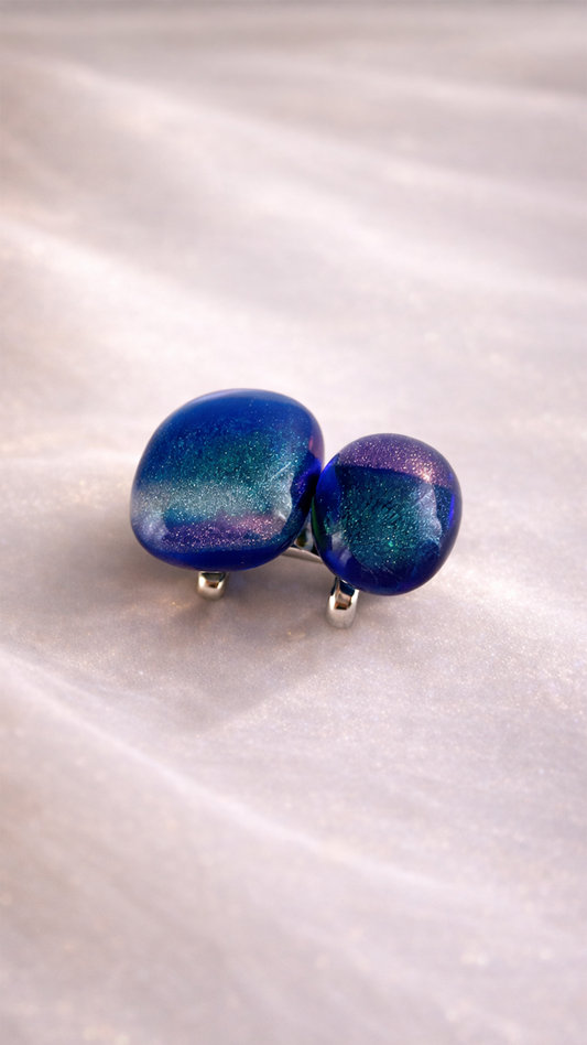 閃光舎 ガラスの帯留め 丸並び 瑠璃 青 紫 緑 ピンク クリア 透明 2262